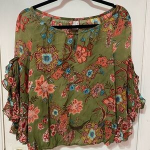 Women’s sz M Bills floral and sequin shirt- sheer